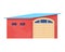 Contemporary solid garage, beautiful door, building for storage transport, cartoon style vector illustration, isolated