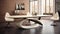 Contemporary Style Dining Table With Chairs In Organic Biomorphic Design