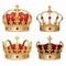 Contemporary Symbolism: Four Highly Realistic Golden Crowns On White Background