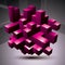 Contemporary technology purple stylish architectural construction, abstract 3d figure.