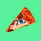 Contemporary visual art collage. Minimal concept. Pizza and eye