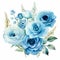 Contemporary Watercolor Blue Roses Bouquet Illustration