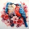 Contemporary Wildlife Beauty Delicate Birds in Minimalist Design with Vibrant Colors, Generative Ai