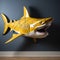 Contemporary Yellow Shark Wall Art With Hyperrealist And Maximalist Style