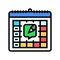 content calendar social media color icon vector illustration