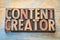 Content creator words in wood type