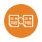 Content, data sharing icon. Rounded orange color design