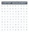 Content management vector line icons set. Content, Management, System, CMS, Digital, Create, Store illustration outline