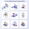 Content marketing & copywriting isometric concept vector icons set. Engaging content creating, media audience attraction. Online