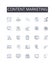 Content marketing line icons collection. Social nerking, Brand management, Digital advertising, Web optimization, Mobile