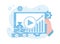 Content marketing strategy video on tablet screen trending flat illustration