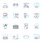 Content media linear icons set. Blogging, Podcasts, Videos, Infographics, Images, Social media, Articles line vector and