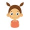 Content Smiling Little Girl Flat Cartoon Portrait Emoji Icon With Emotional Facial Expression