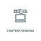 Content syncing,laptop media line icon, vector. Content syncing,laptop media outline sign, concept symbol, flat