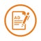 Content, text, ad icon. Orange color vector EPS