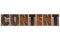 Content word typography in wood type