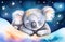 contented koala sleeping beneath a starry night sky, watercolor illustration. concepts: bedtime stories, book