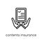 contents insurance icon. Trendy modern flat linear vector contents insurance icon on white background from thin line Contents ins