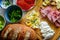 Continental  breakfast containing homemade bread