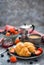 Continental breakfast with croissants, fresh berries, coffee