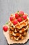 Continental classics belgian butter waffles with raspberries on