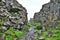 Continental rift in Thingvellir National Park in Iceland