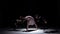 Continue contemporary dance performance of five dancers on black, shadow, slow motion