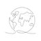 Continuous Earth line drawing symbol. World map one line art.
