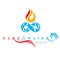 Continuous harmony between water and fire nature elements, vector limitless symbol for use as business logo.