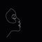 Continuous line abstract face. Contemporary female portrait. Hand drawn line art of woman isolated on black background