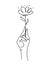 Continuous line abstract icon. Hand holding a flower. Aesthetic drawing for a logo, beauty salon, eco-goods store