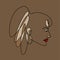 Continuous line. Abstract minimalistic woman portrait, profile