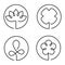 Continuous line art logo set of flowers
