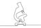 Continuous line art science research microscope. Biology micro technology medicine business design with minimalist design isolated