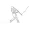 Continuous line baseball player batter hit the ball