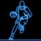 Continuous line basketball player neon concept