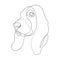 Continuous line Basset Hound. Single line minimal style dog vector illustration. Portrait