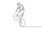 continuous line bicycle athlete one hand drawn sketch drawing. Vector sport theme