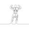 Continuous line bodybuilder show biceps.  Vector illustration.