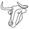 Continuous line buffalo or bull head. Single line vector illustration.