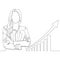 Continuous line business woman with rising graph
