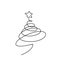 Continuous Line Christmas Tree Vector Icon, Happy Xmas Monoline Spruce, New Year Pines Holiday Silhouettes