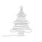 Continuous Line Christmas Tree Vector Icon, Happy Xmas Monoline Spruce, New Year Pines Holiday Silhouettes