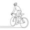 Continuous line cyclist on a bicycle in competitions, drawn by hand. Icon, vector, picture, tattoo.