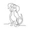 Continuous line dog minimalistic hand drawing vector isolated