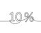 Continuous line drawing of 10 percent sign, Black and white vector minimalistic hand drawn