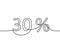 Continuous line drawing of 30 percent sign, Black and white vector minimalistic hand drawn