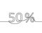 Continuous line drawing of 50 percent sign, Black and white vector minimalistic hand drawn