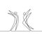 Continuous line drawing of abstract dancers