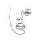 Continuous line drawing. Abstract woman portrait. One line face art vector illustration. Female linear contour isolated